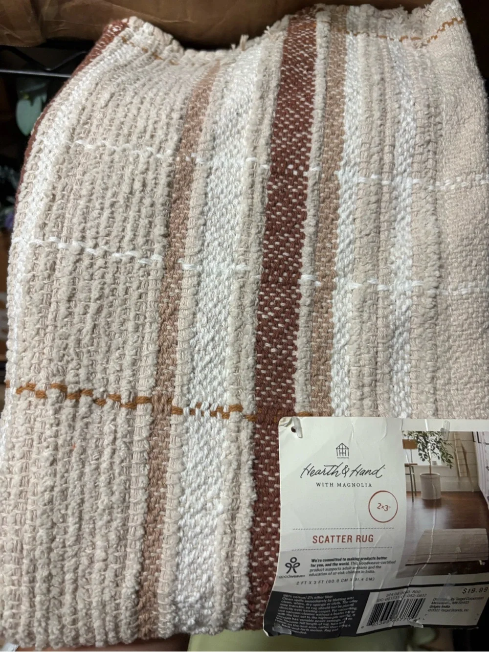2' x 3' Scatter Stripe Accent Rug Cream/Brown Hearth & Hand with Magnolia